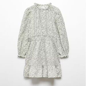 Mango MNG kid girls ruffle long sleeve floral dress size 13 14 years